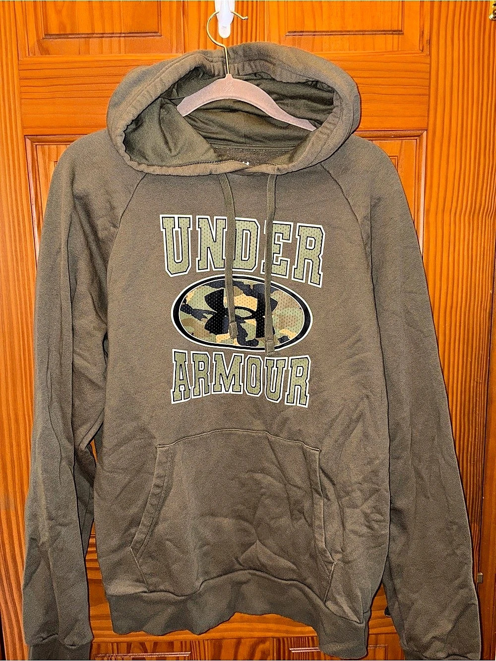 Under Armour Camo Logo Hoodie Men's Green Size Large
